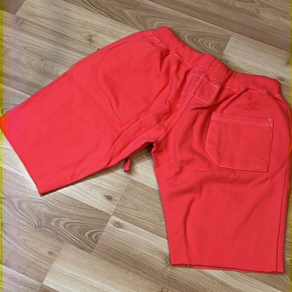 NWT La Detresse Revolve Bermuda Cutoff Sweat Shorts Red Small - Picture 5 of 6